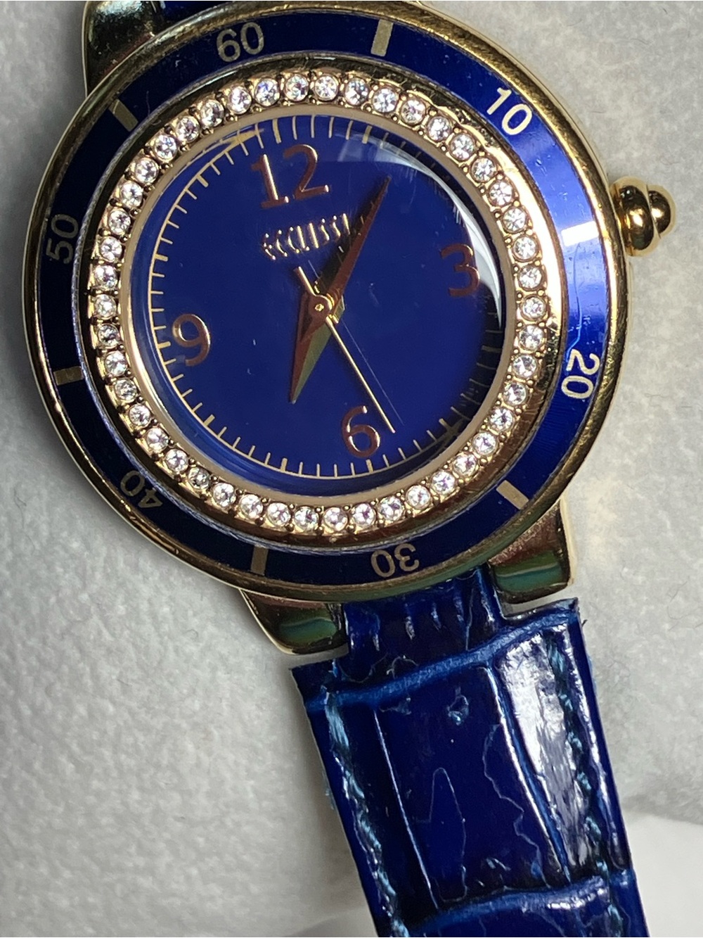 Ecclissi Goldtone CrystalBezel Watch Red